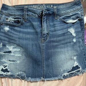 American Eagle Outfitters Blue Distressed Mini Skirt
